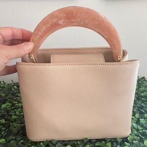 Olga Berg Cream Mini Bag with Unique Handle